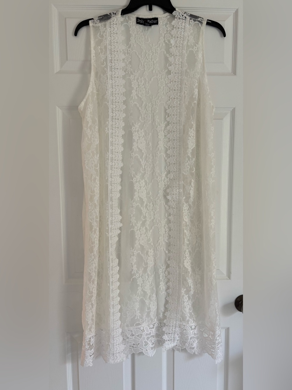 Polly & Esther White Lace Cover Up Open Front